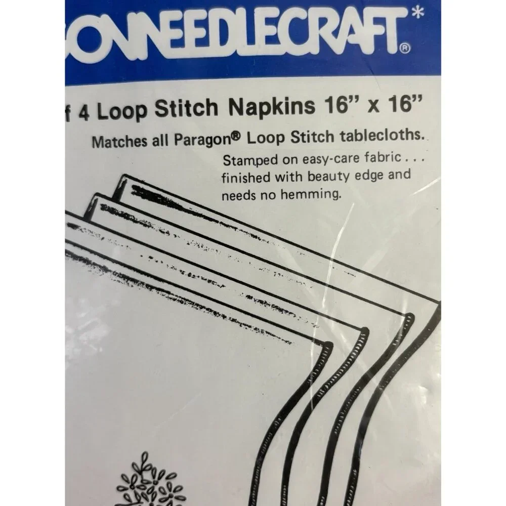 VTG Paragon Needlecraft Cross Loop Stitch Table Napkins 16”x16” 2 Packs Of 4 NOS
